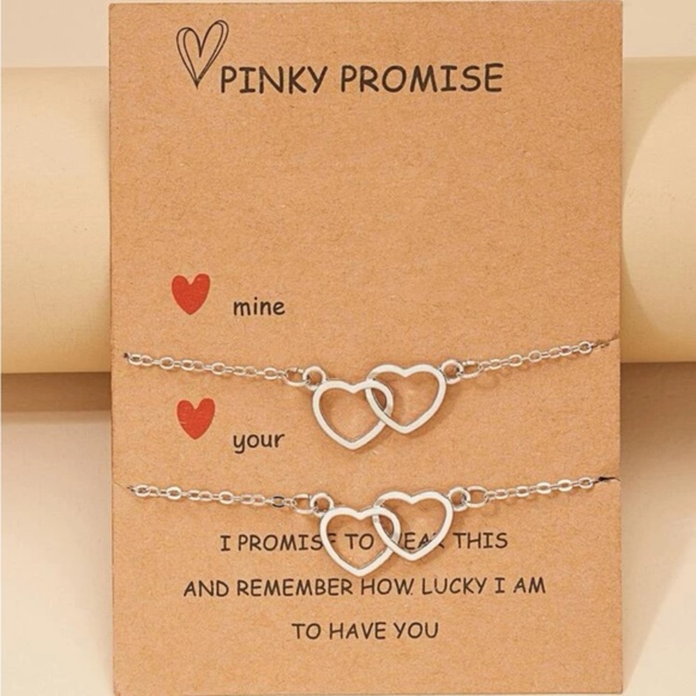 ⚠️Clearance🫧2pcs Heart Charm Bracelets Silver